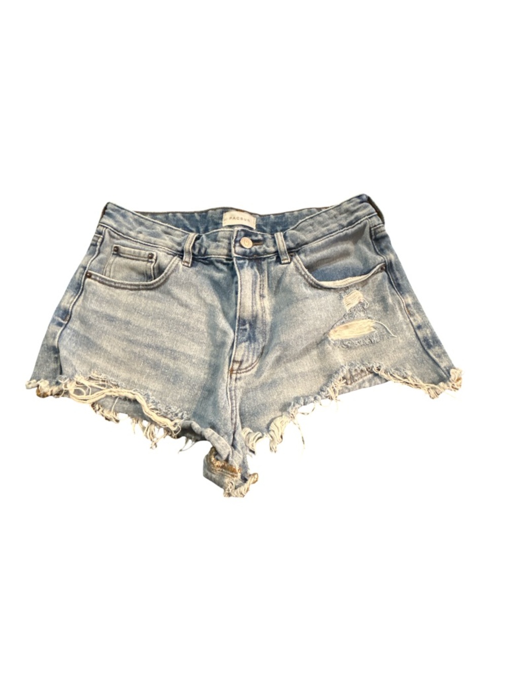 PacSun High Rise Festival Denim Shorts Size 29 Distressed Cutoff Light Wash